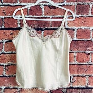 Vintage Lace Trimmed Ivory Camisole Slip Top Medium